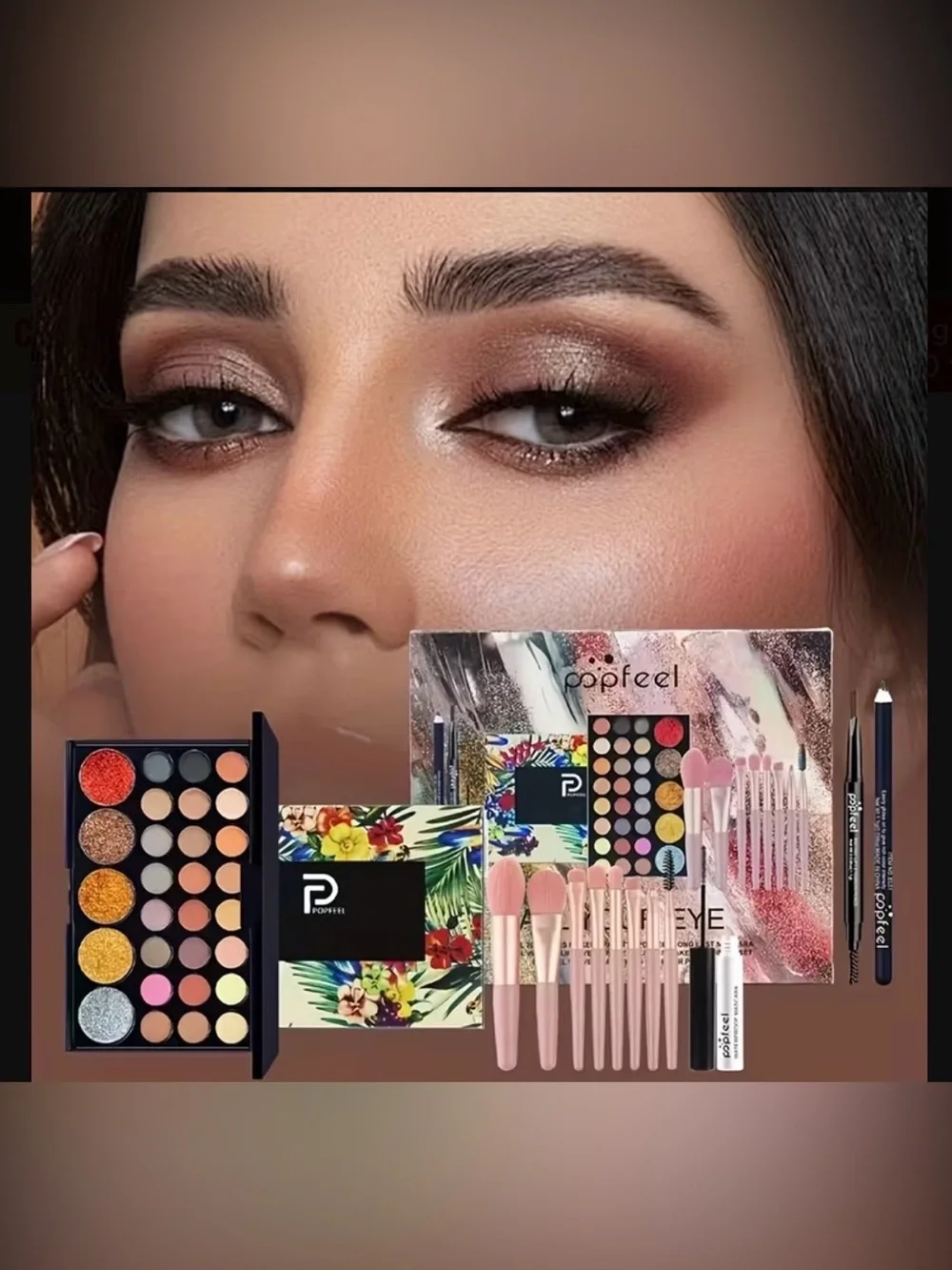 Popfeel 10 PC Set Multi-Color Eyeshadow & Brush Set & More
